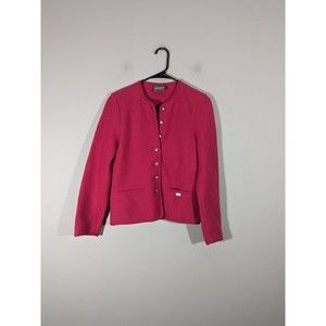 Geiger Austria Vintage Pink Long Sleeve Cardigan 100% Wool Women Size 36 Small